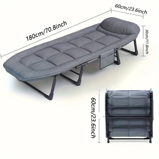 1-pack Courtyard Lounge Chair For Lunch Break Folding Bed Mattress All-in-one Single Artifact Simple And Portable Office Nap Multifunctional Lounge Chair A Must-have For Lazy People. 600 lb